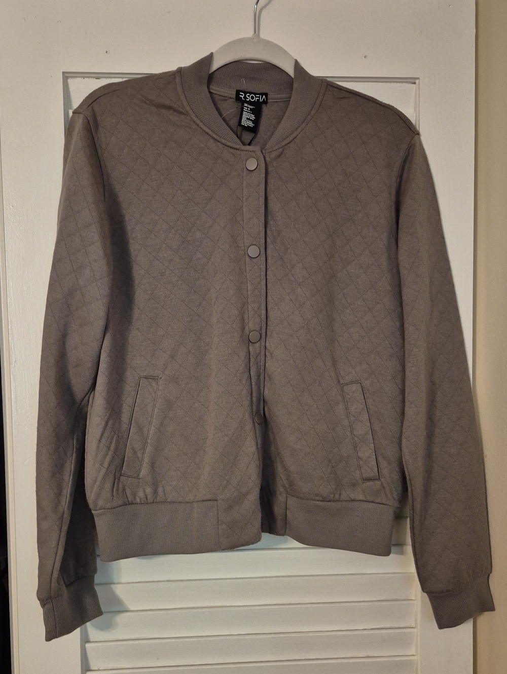 Quilted Bomber Jacket in Taupe